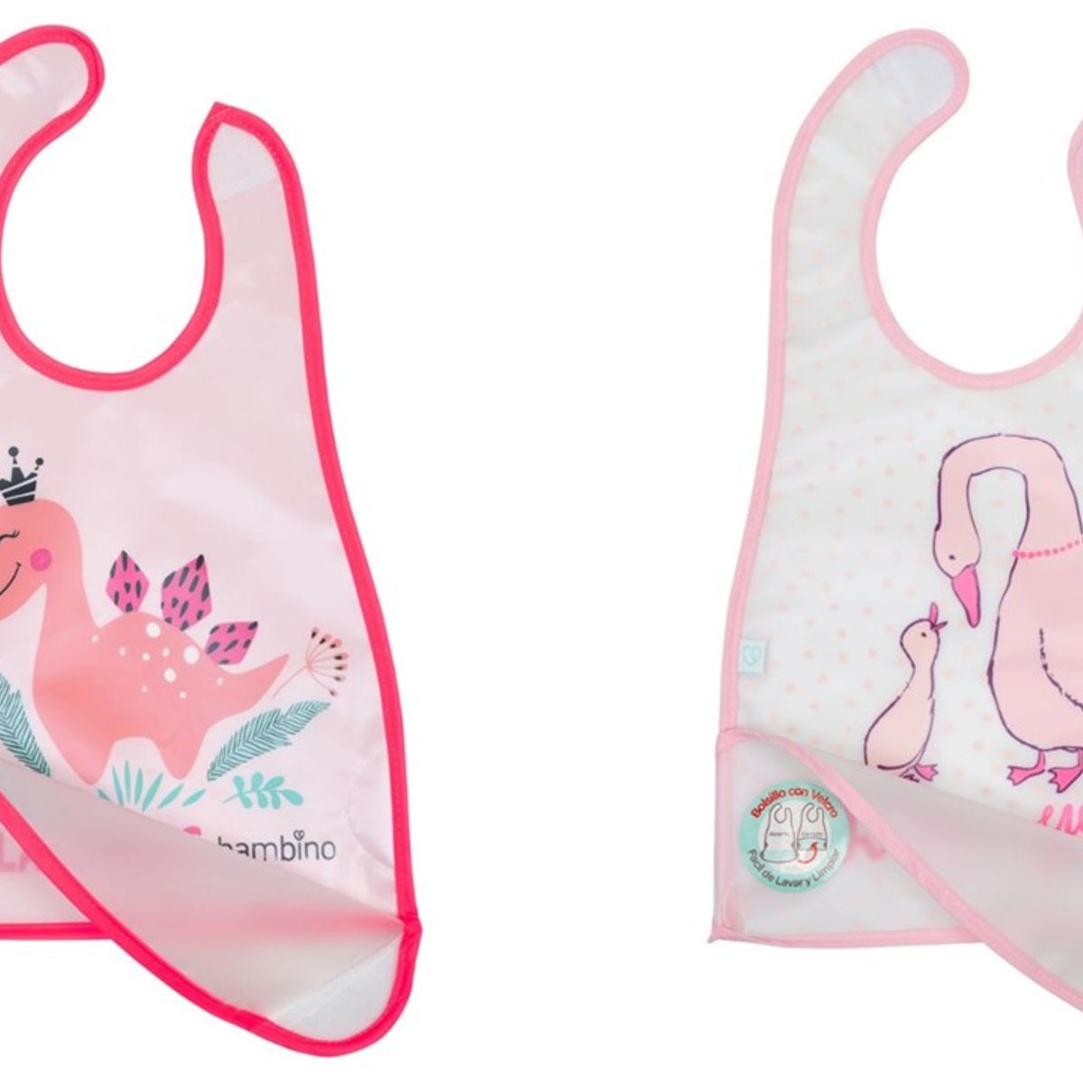 BAMBINO - Set 2 Baberos impermeables 100% PEVA Rosa Fucsia