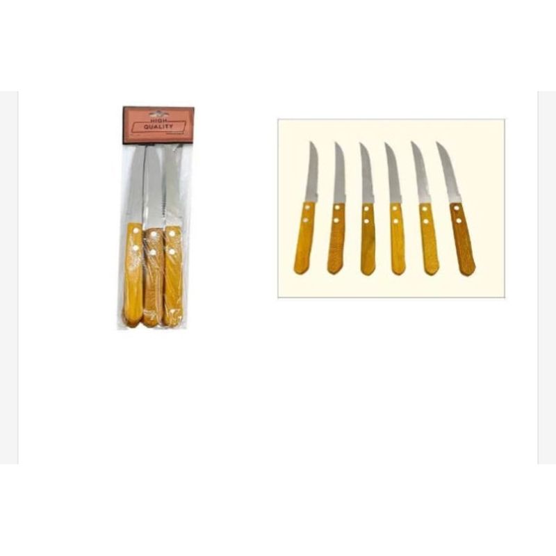 GENERICO - Cuchillo De Acero Inoxidable 6 Piezas Mango De Madera