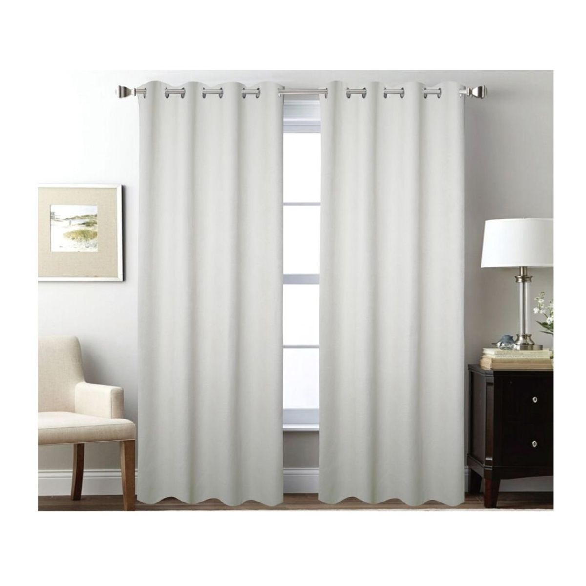 GENERICO - Cortina Opaca Tradicional Set 2 Paños 135 x 230 cm - Beige M767