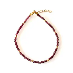 ANDREA COGGIOLA JOYAS - Pulsera Granate Facetado 3mm Mostacilla Enchapado Oro 18K