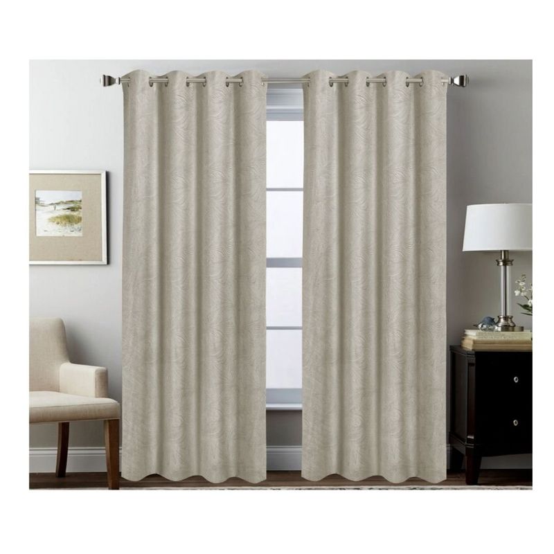 GENERICO - Cortina Opaca Terciopelo Set 2 Paños 135 x 230 cm - Beige M766