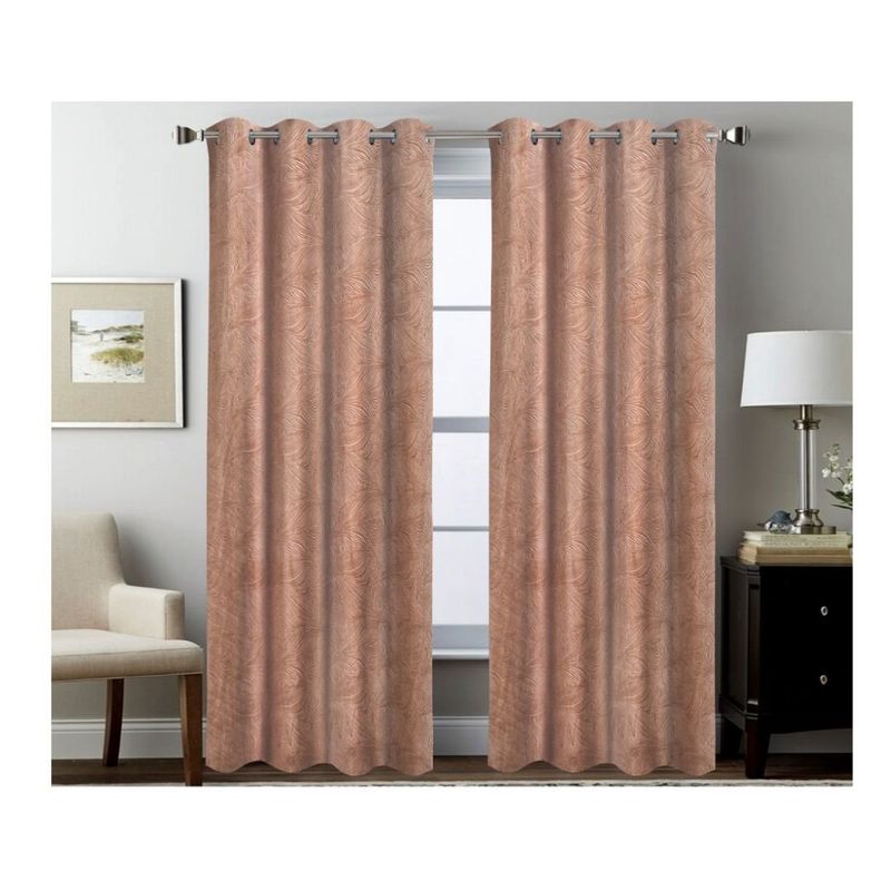 GENERICO - Cortina Opaca Terciopelo Set 2 Paños 140 x 230 cm - Marrón M765