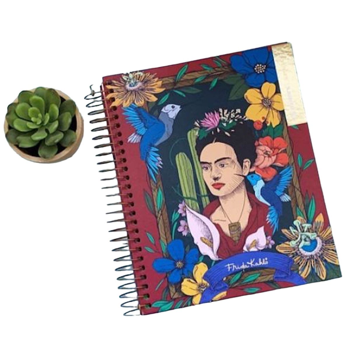 GENERICO - Cuaderno Medio Oficio 5 Mm 150 Hjs Frida Khalo Pajarito