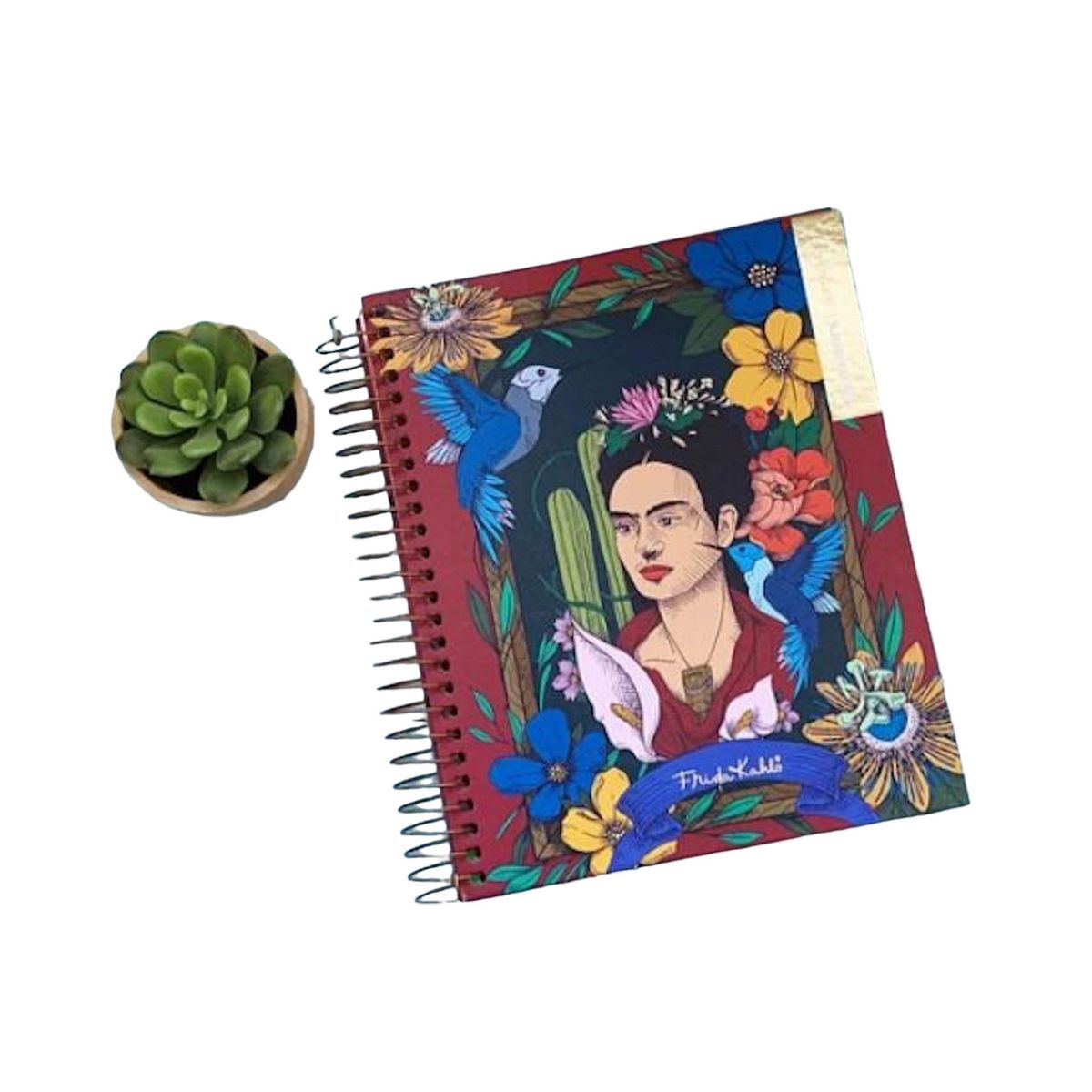 GENERICO - Cuaderno Medio Oficio 5 Mm 150 Hjs Frida Khalo Pajarito