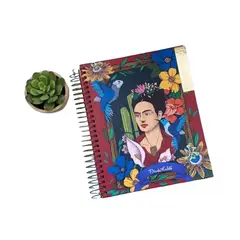GENERICO - Cuaderno Medio Oficio 5 Mm 150 Hjs Frida Khalo Pajarito