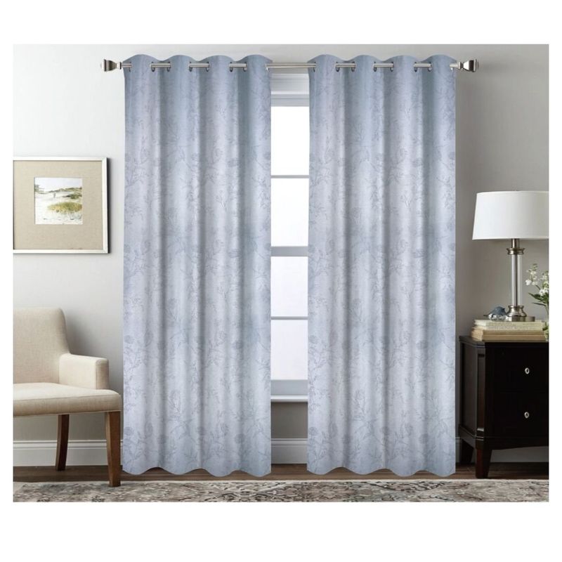 GENERICO - Cortina Opaca Jacquard Set 2 Paños 135 x 230 cm - Gris Hojas M752