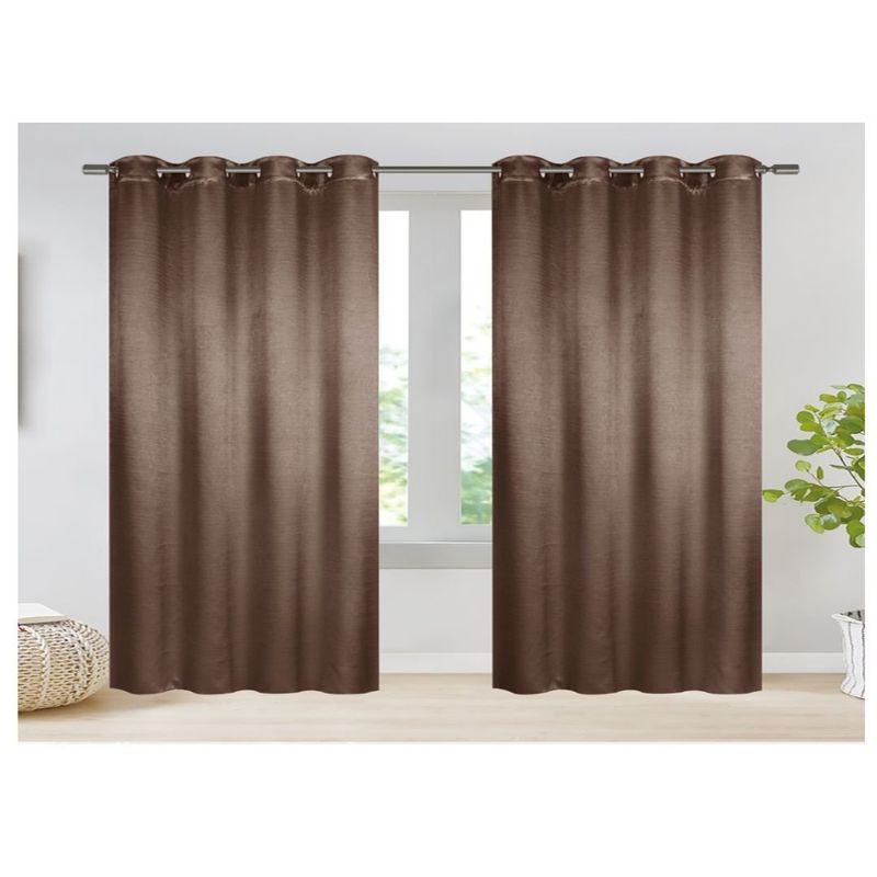 GENERICO - Cortina Opaca Jacquard Set 2 Paños 135 x 230 cm - Marrón M787