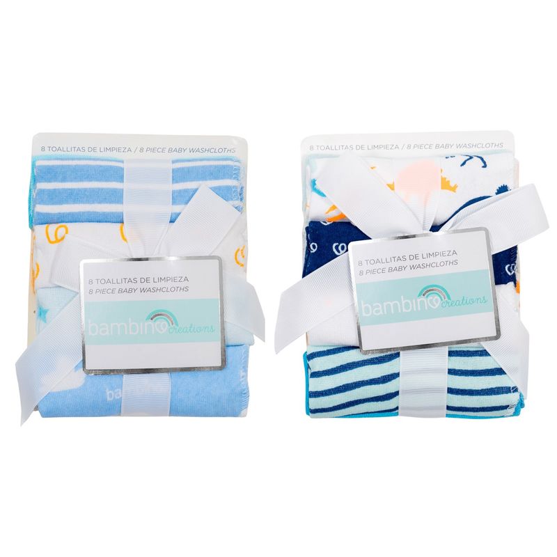 BAMBINO - 2 Set Toallitas para bebé Diseño Dinosaurios y Clásico