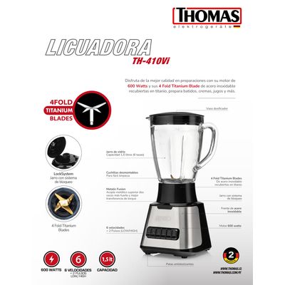 Imagen 2 del producto Licuadora 6 vel. 1,5lts TH-410Vi