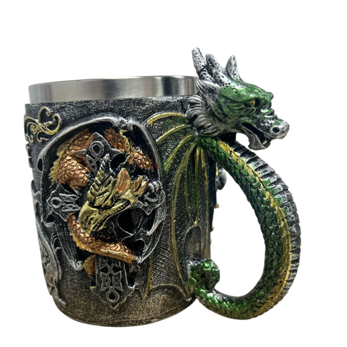 GENERICO - TAZON 3 DRAGONES ACERO INOX RESINA FY27