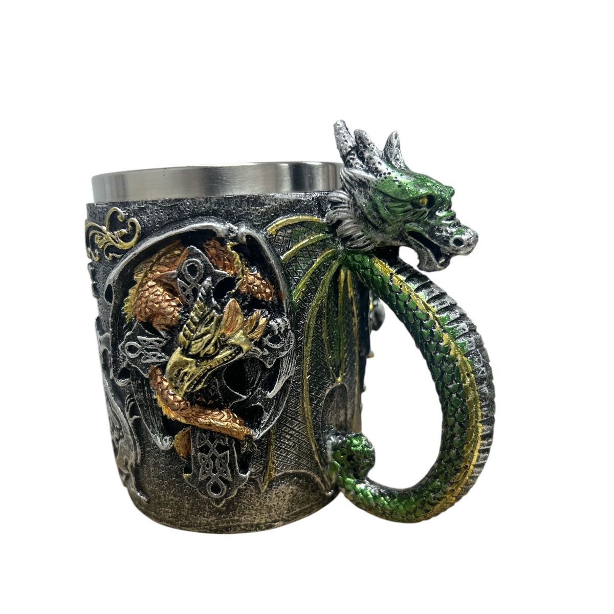 GENERICO - TAZON 3 DRAGONES ACERO INOX RESINA FY27