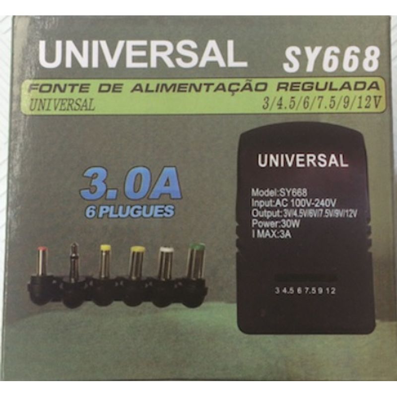 DM - CARGADOR UNIVERSAL 3-12V 30W CONECTOR MODEL REMOTE 6 CONECTOR