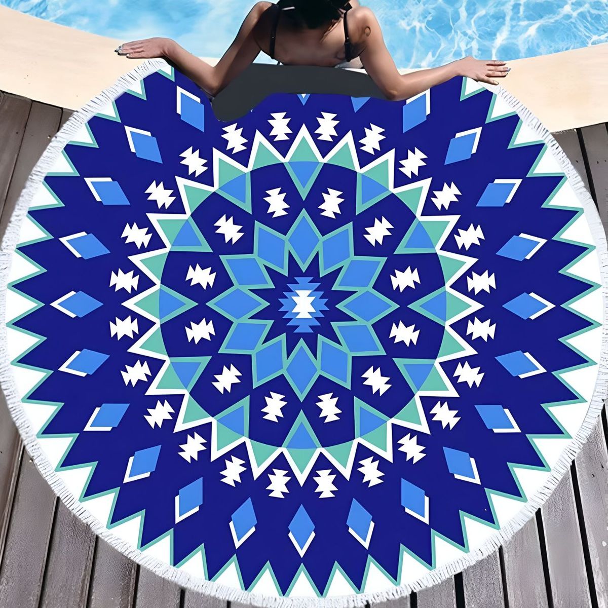 GENERICO - Toalla Manta redonda playera con diseño azul