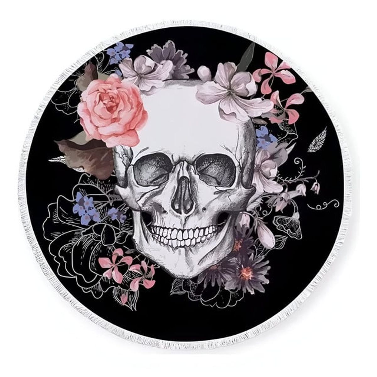 GENERICO - Toalla Manta redonda playera con diseño Calavera