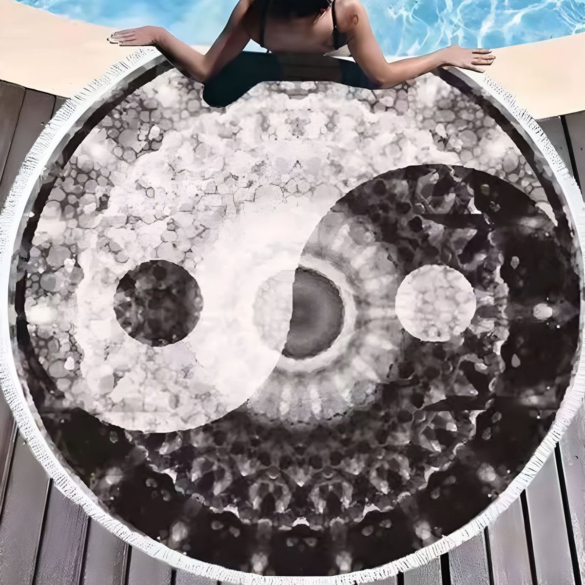 GENERICO - Toalla Manta redonda playera con diseño yin yang