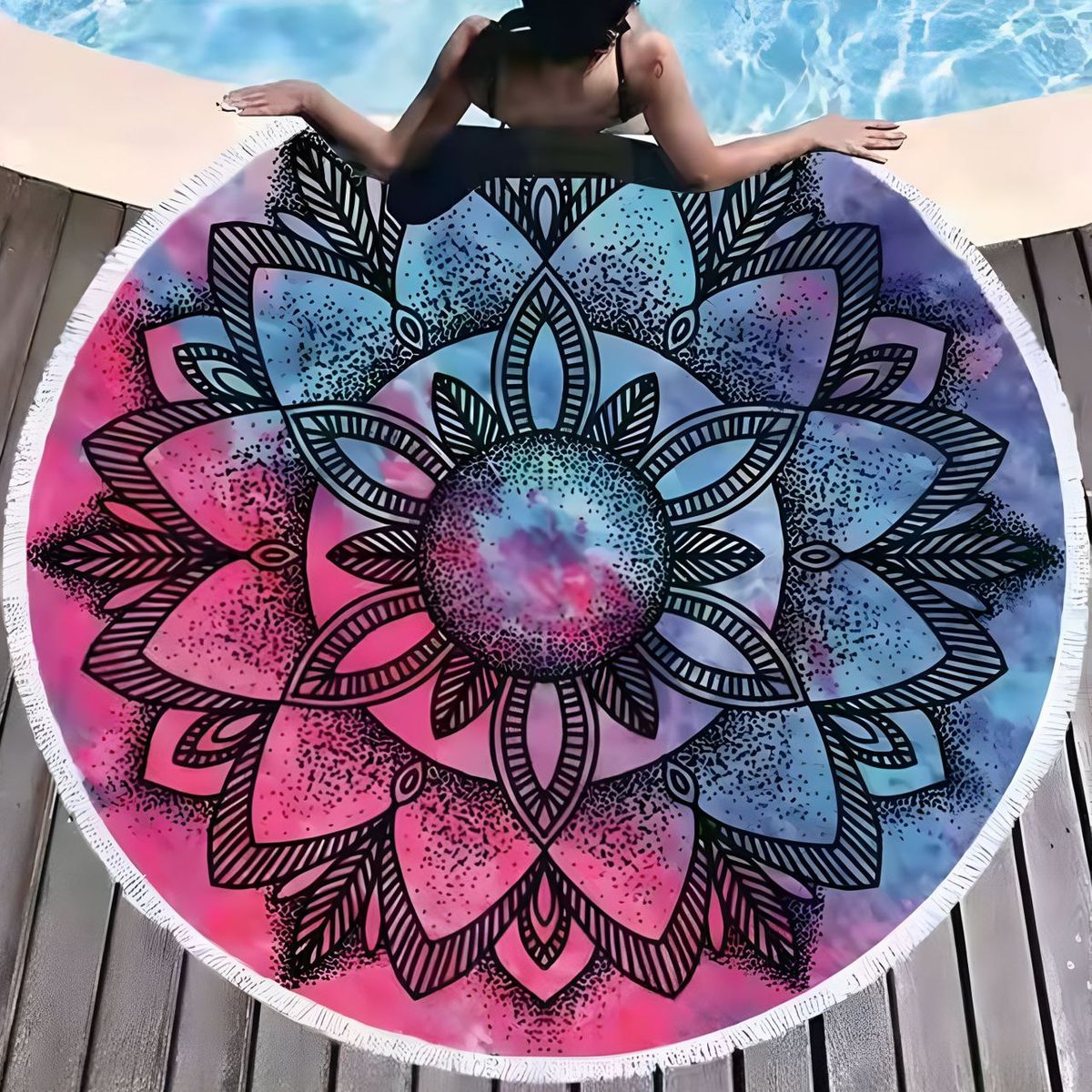 GENERICO - Toalla Manta redonda playera con diseño mandala