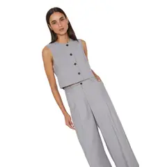 JACINTA TIENDA - Vest Oxford rayas gris