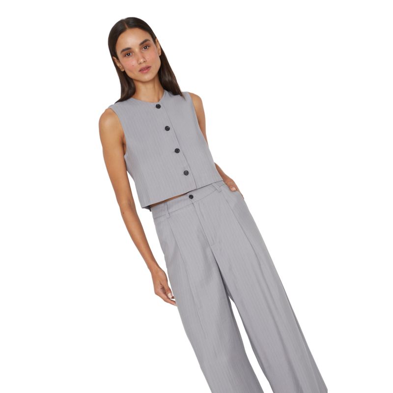 JACINTA TIENDA - Vest Oxford rayas gris Jacinta Tienda