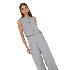 JACINTA TIENDA - Vest Oxford rayas gris