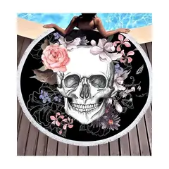 GENERICO - Toalla Manta redonda playera con diseño Calavera