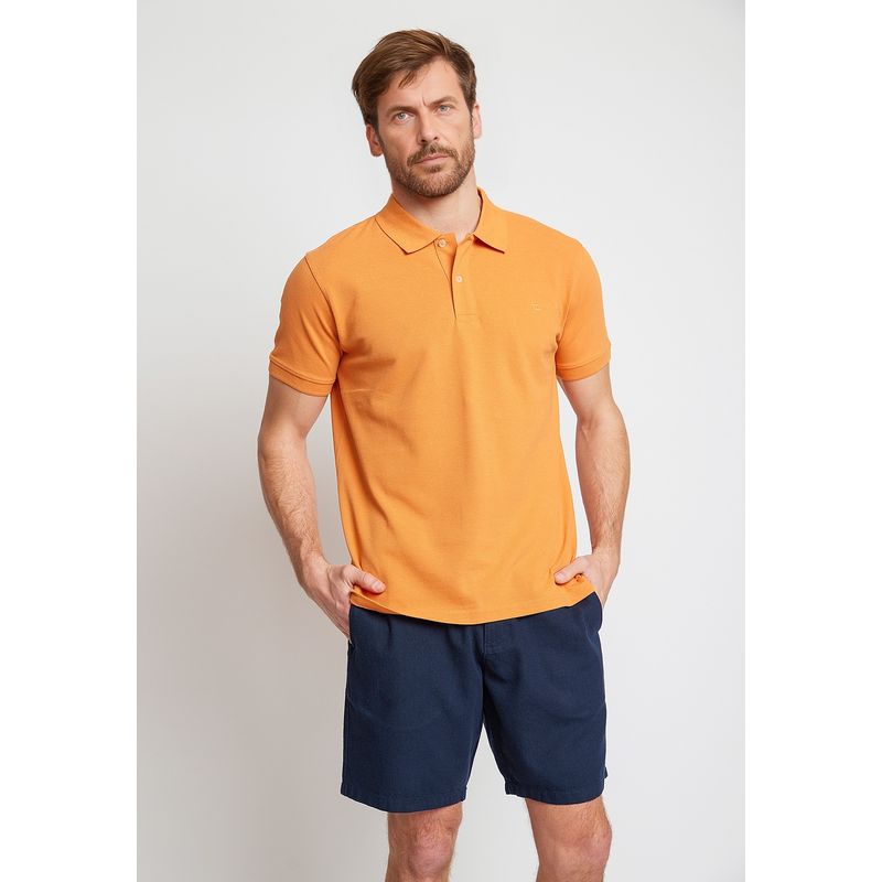 TRIAL - Polera Hombre Casual Algodón Polo Regular Marini Naranjo