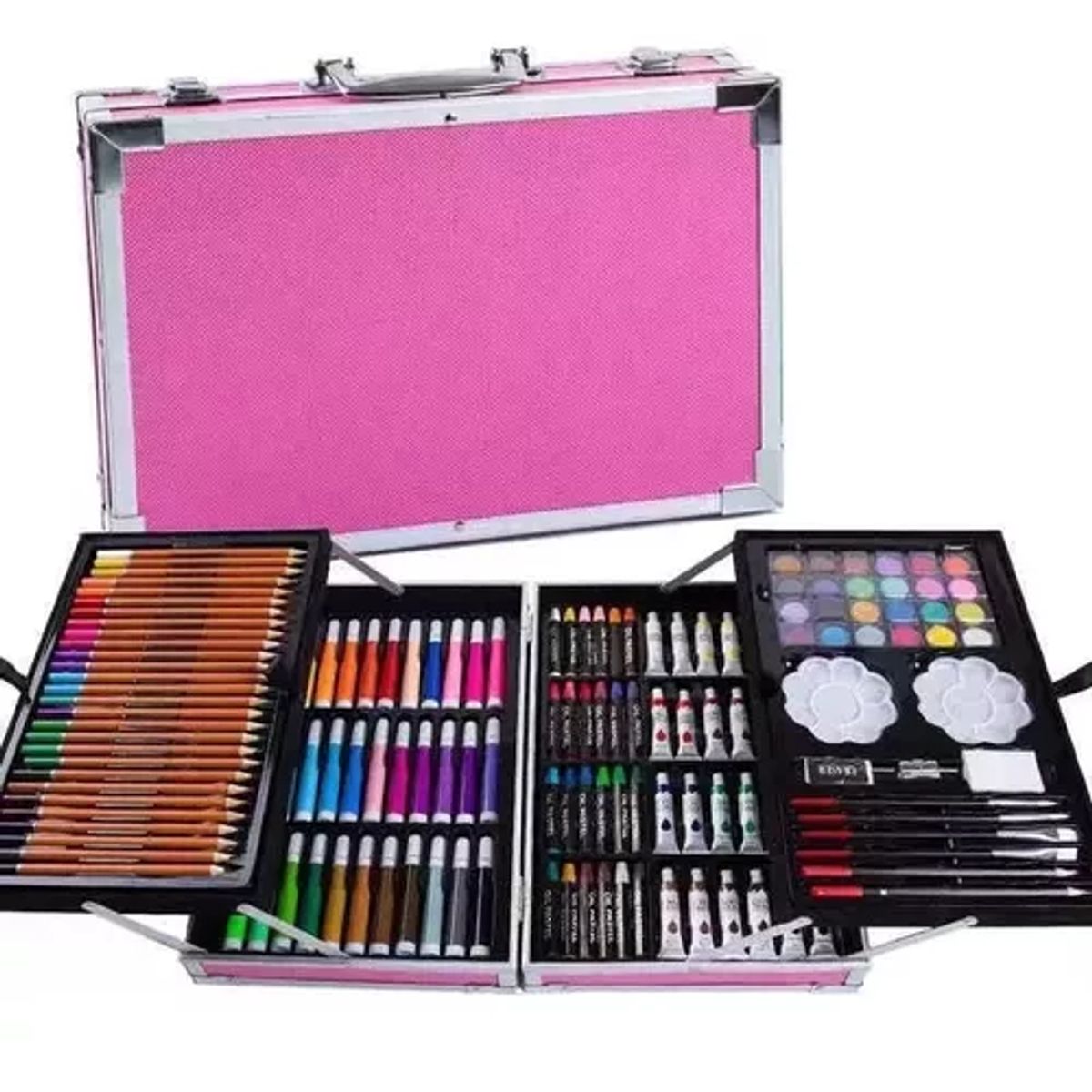 GENERICO - Kit Dibujo Nino 145pcs En Maleta Aluminio Dos Piso