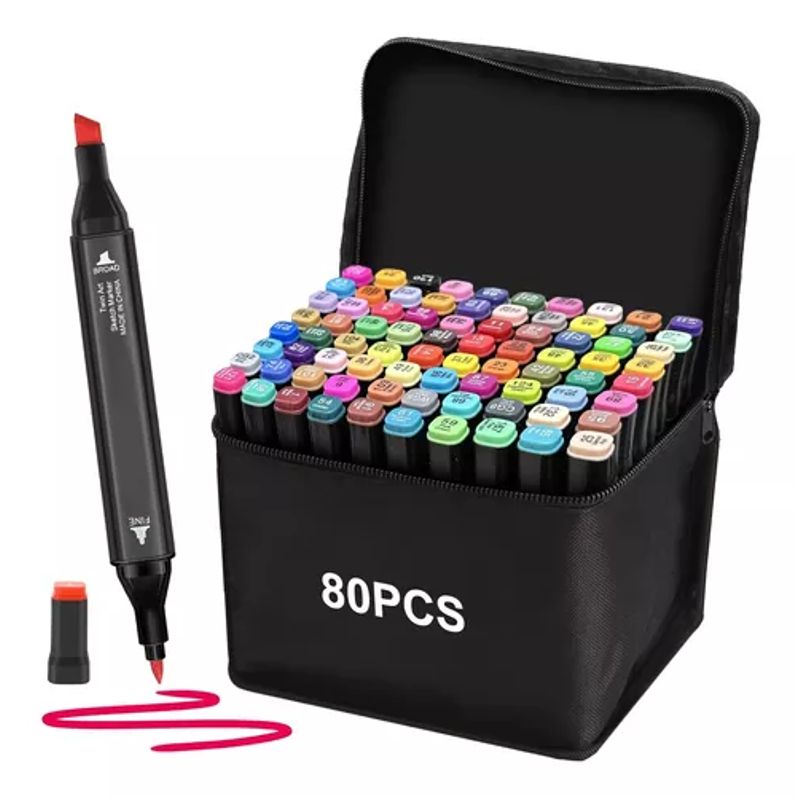 GENERICO - Marcadores 80 Lápices Colores Tipo Touchfive Doble Punta
