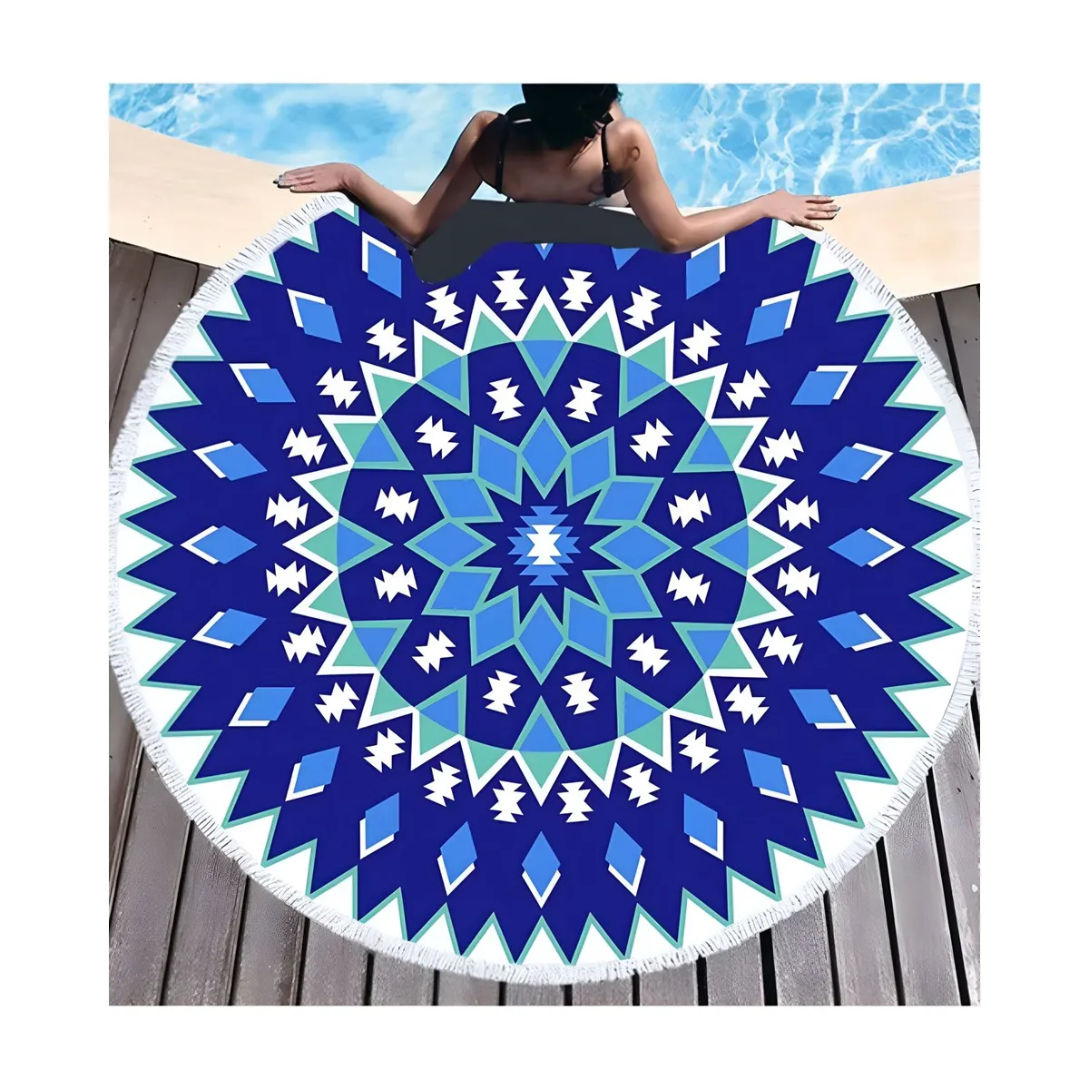 GENERICO - Toalla Manta redonda playera con diseño azul