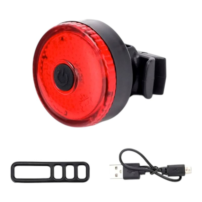 GENERICO - Luz Bicicleta Trasera 3 LED Redonda Recargable Con Conexion
