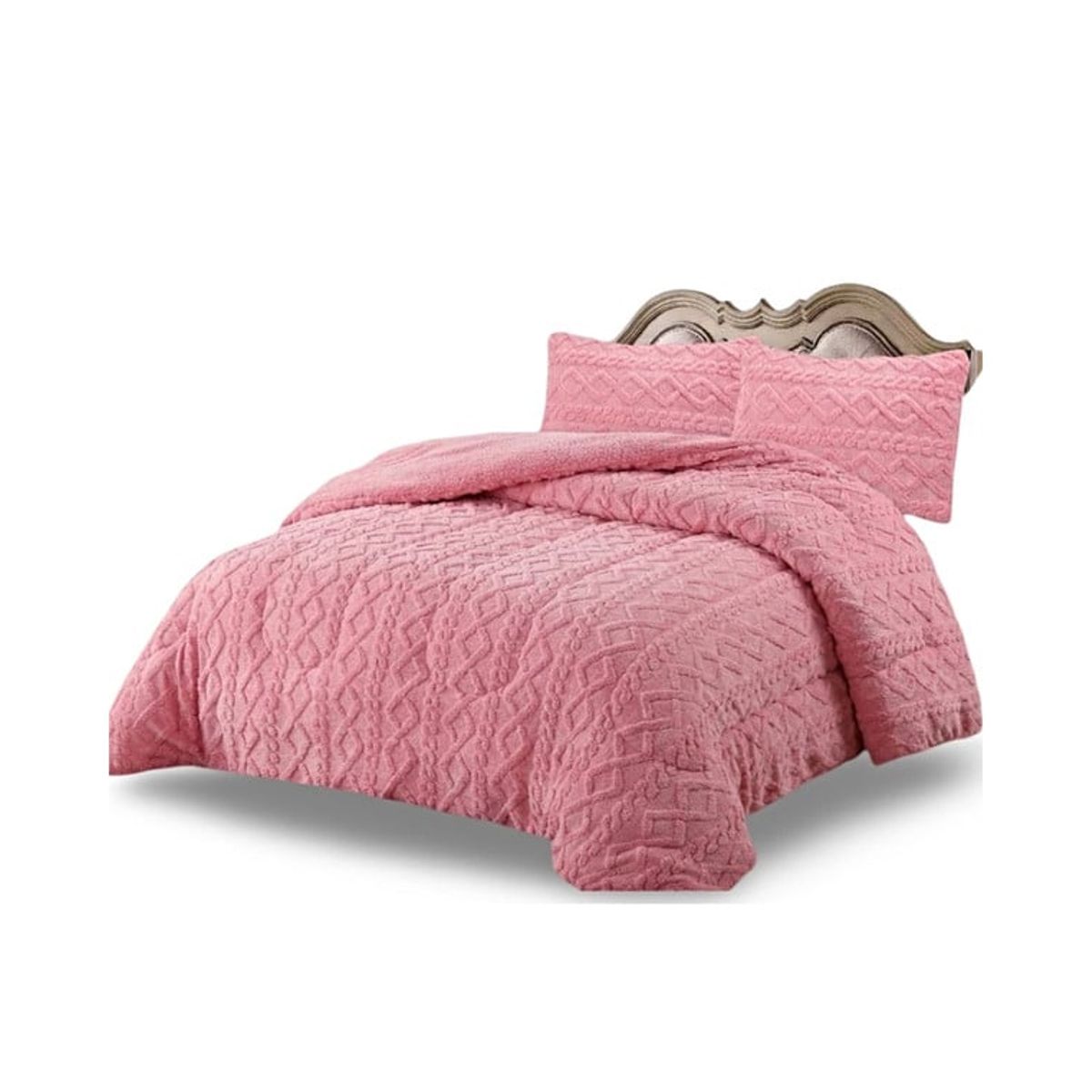 GENERICO - CUBRECAMA CHIPORRO TRENZADO PLAZA Y MEDIA ROSADO