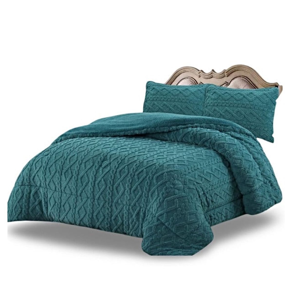 GENERICO - CUBRECAMA CHIPORRO TRENZADO 2 PLAZAS VERDE