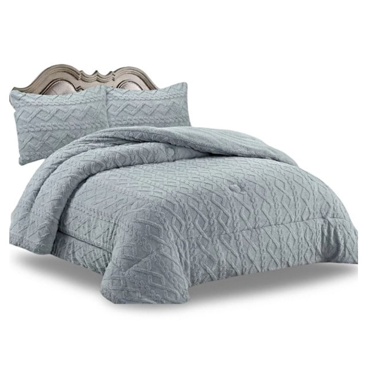 GENERICO - CUBRECAMA CHIPORRO TRENZADO 2 PLAZAS GRIS