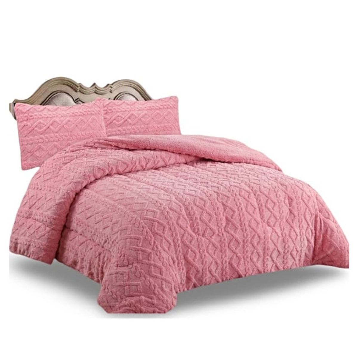 GENERICO - CUBRECAMA CHIPORRO TRENZADO KING ROSADO