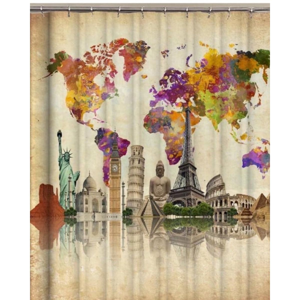 GENERICO - CORTINA DE BAÑO MAS FORRO DE DUCHA IMPERMEABLE