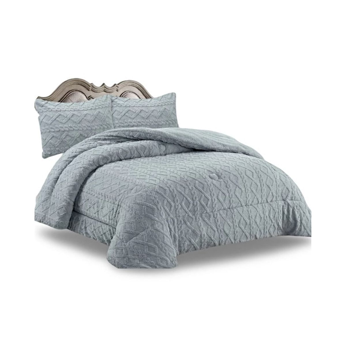 GENERICO - CUBRECAMA CHIPORRO TRENZADO PLAZA Y MEDIA GRIS