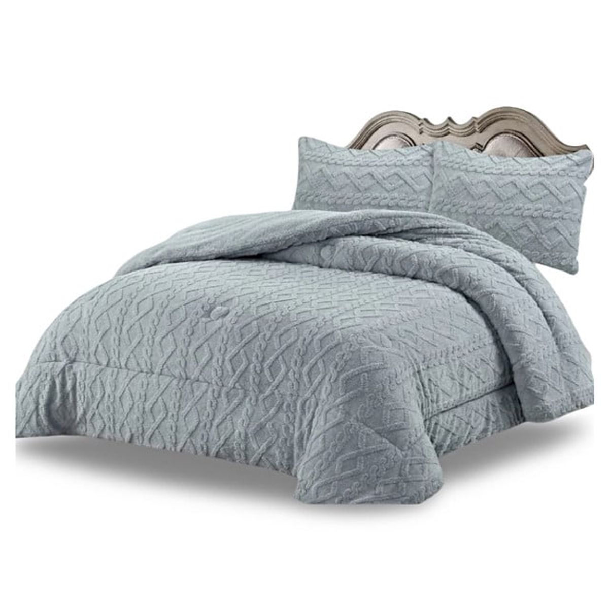 GENERICO - CUBRECAMA CHIPORRO TRENZADO PLAZA Y MEDIA GRIS