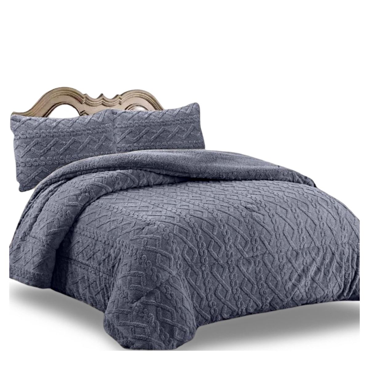 GENERICO - CUBRECAMA CHIPORRO TRENZADO KING PLOMO 240 X 260 cm