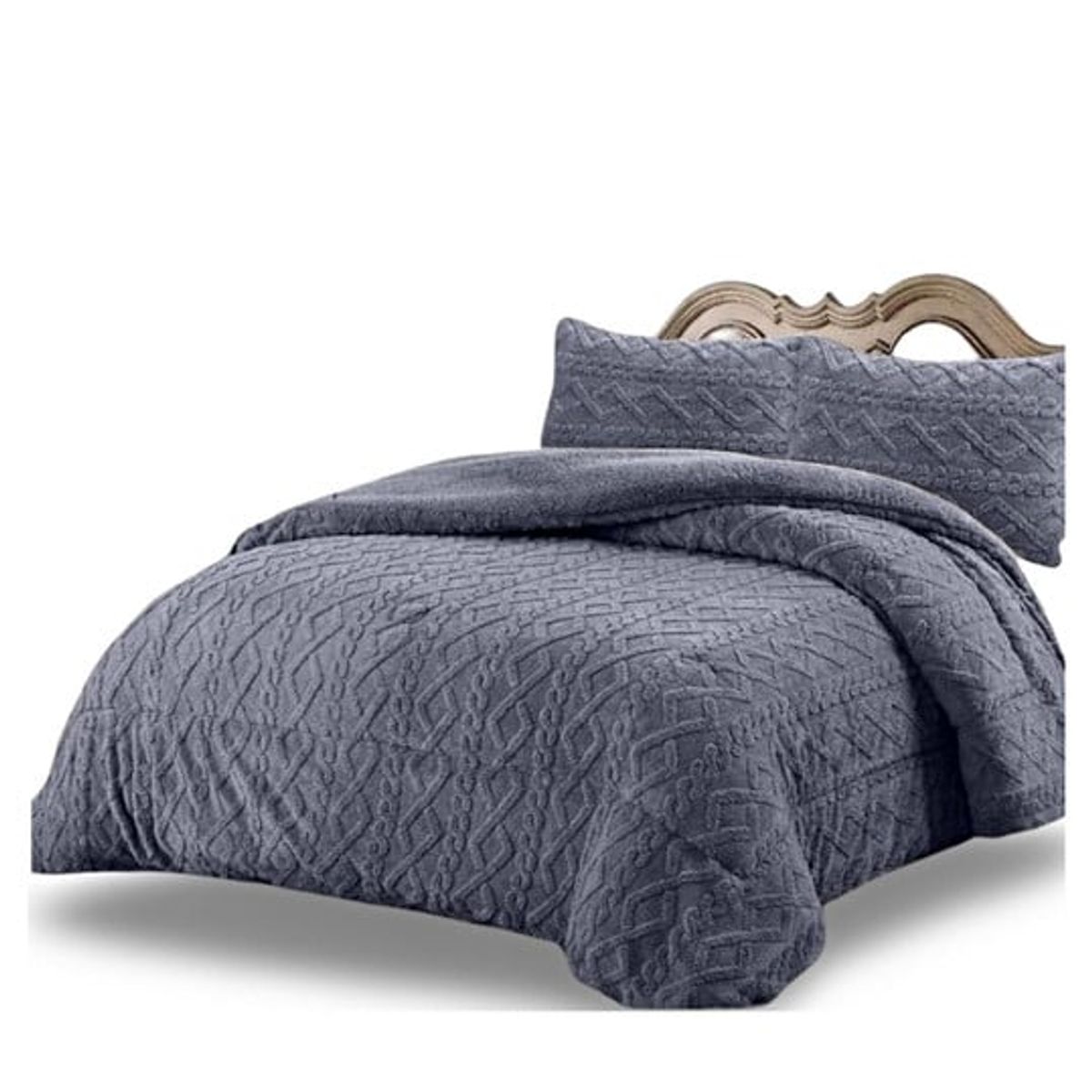 GENERICO - CUBRECAMA CHIPORRO TRENZADO KING PLOMO 240 X 260 cm