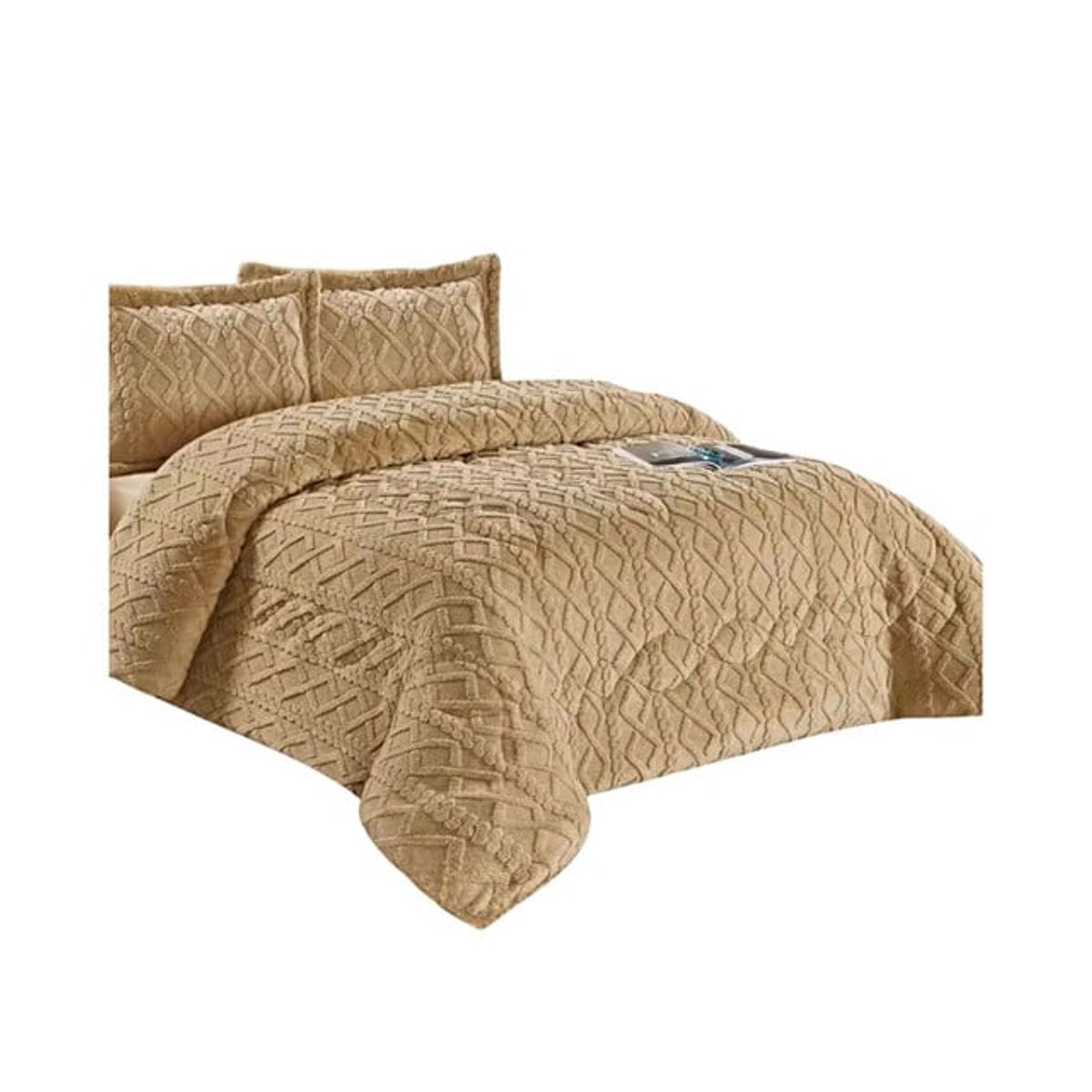 GENERICO - CUBRECAMA CHIPORRO TRENZADO KING BEIGE 240 X 260 cm