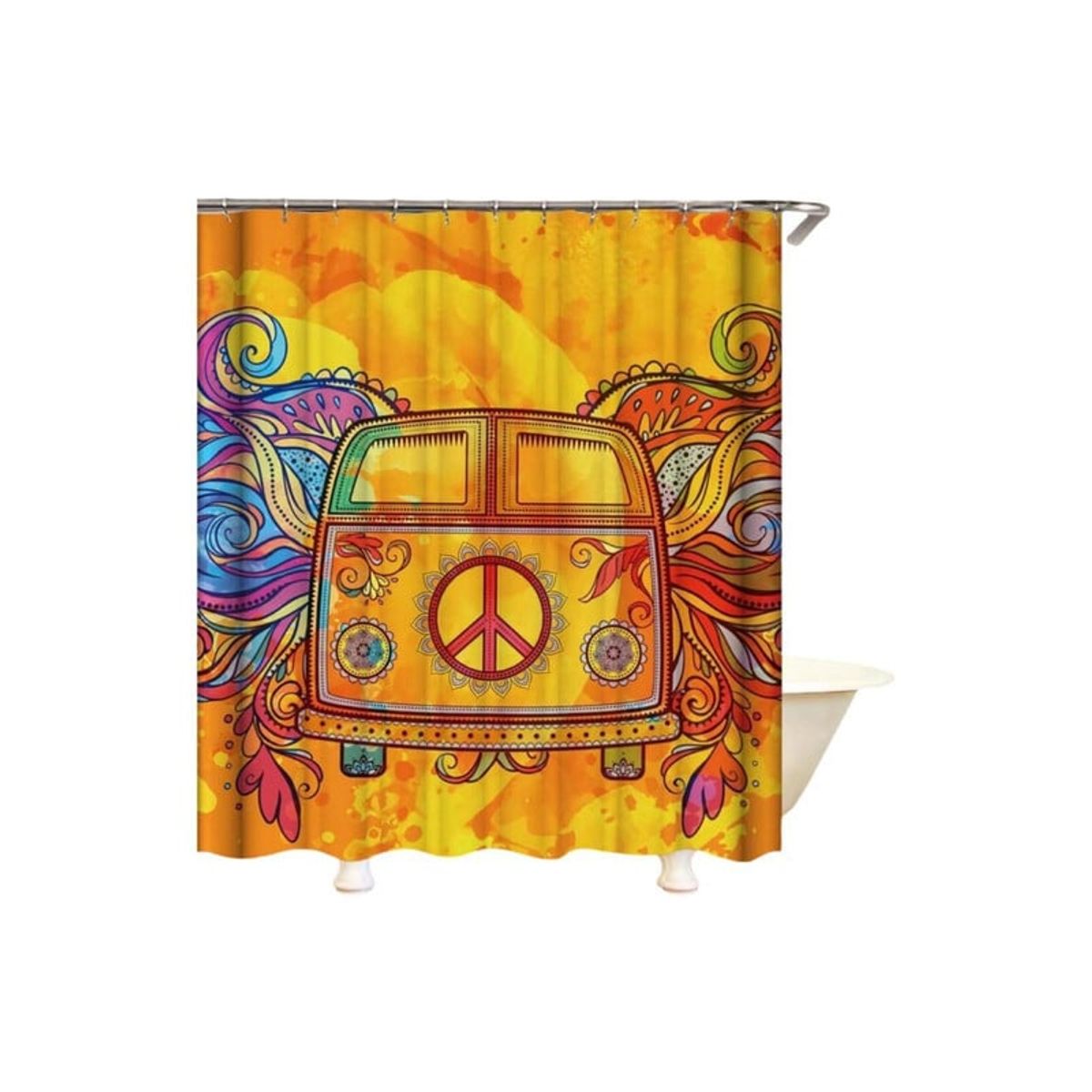 GENERICO - CORTINA DE BAÑO MAS FORRO DE DUCHA IMPERMEABLE