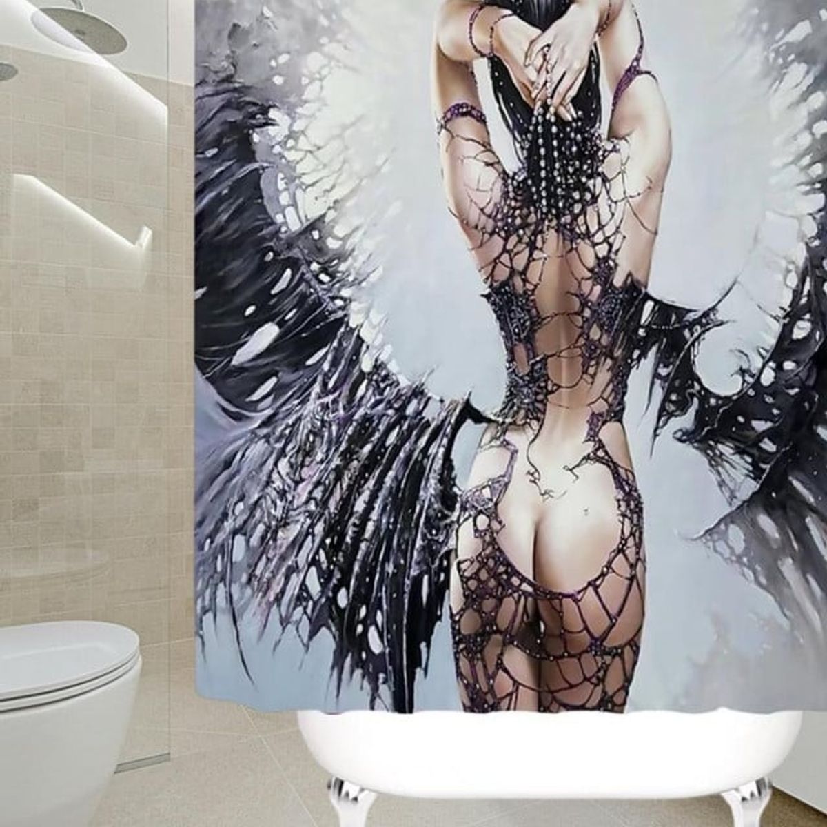 GENERICO - CORTINA DE BAÑO MAS FORRO DE DUCHA IMPERMEABLE