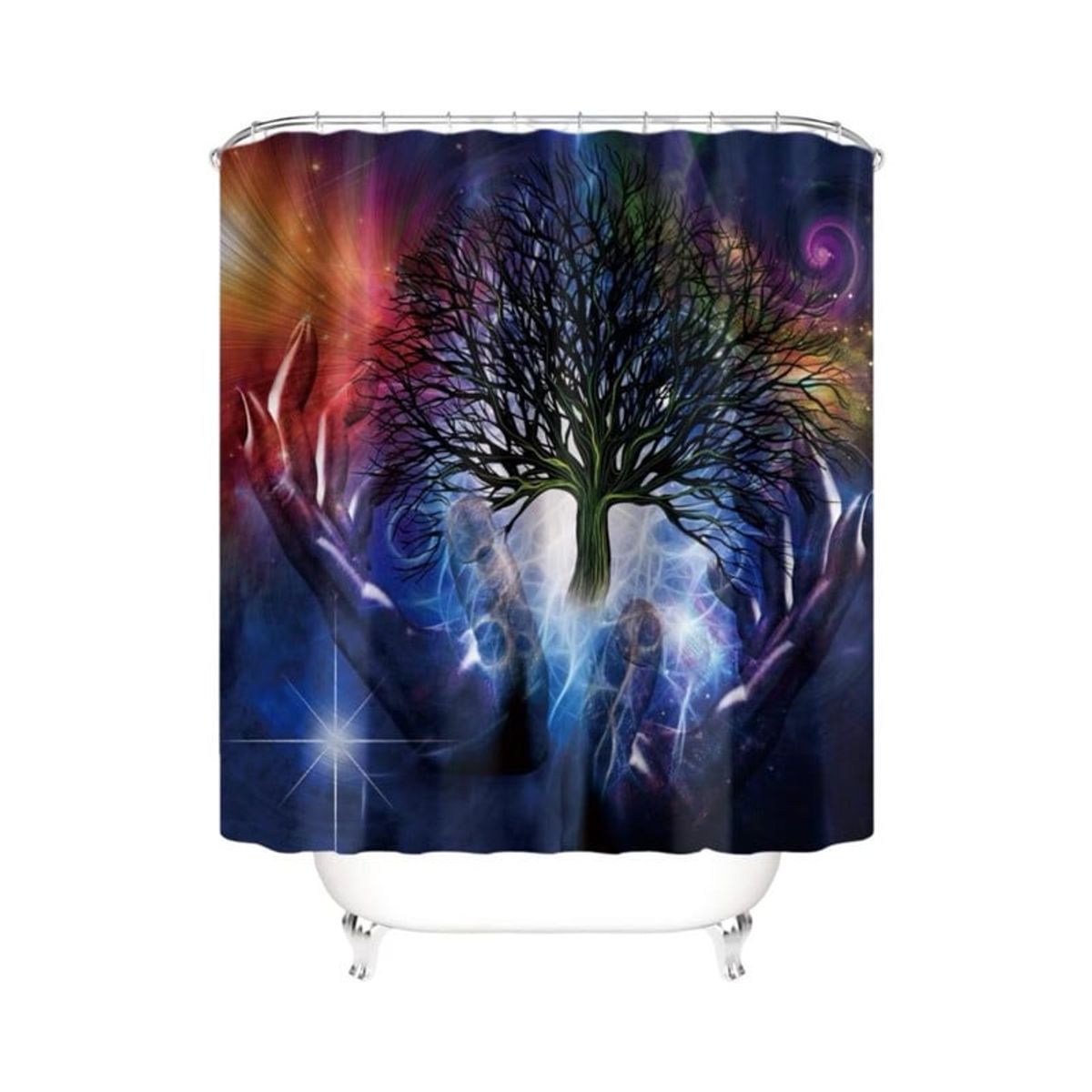 GENERICO - CORTINA DE BAÑO MAS FORRO DE DUCHA IMPERMEABLE