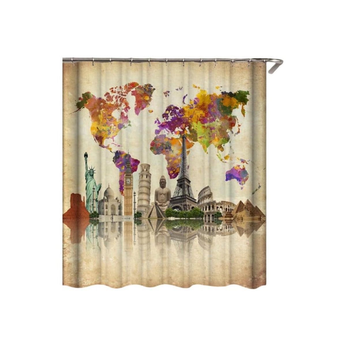 GENERICO - CORTINA DE BAÑO MAS FORRO DE DUCHA IMPERMEABLE