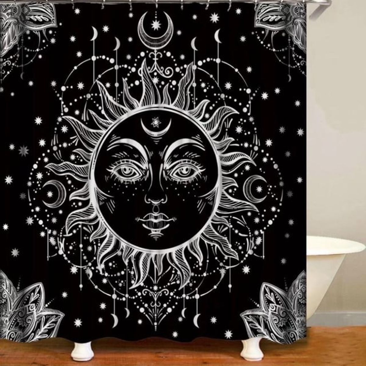 GENERICO - CORTINA DE BAÑO MAS FORRO DE DUCHA IMPERMEABLE