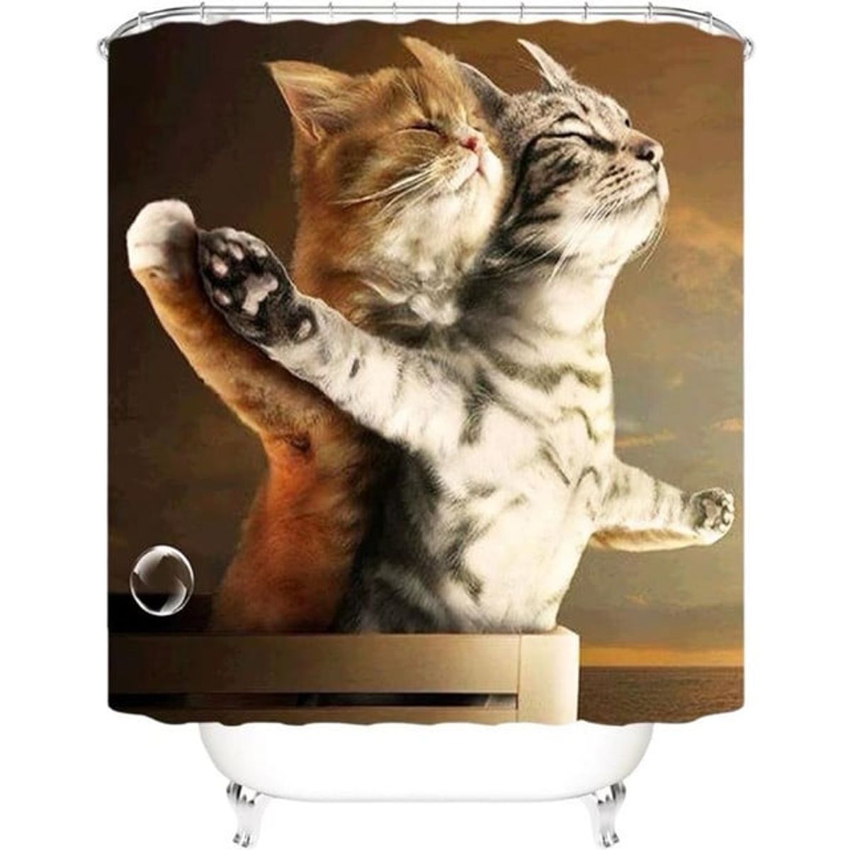 GENERICO - CORTINA DE BAÑO MAS FORRO DE DUCHA IMPERMEABLE