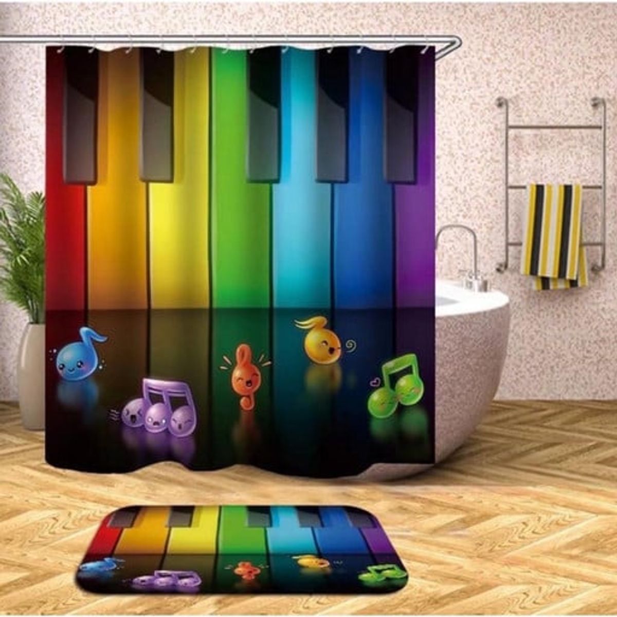 GENERICO - CORTINA DE BAÑO MAS FORRO DE DUCHA IMPERMEABLE