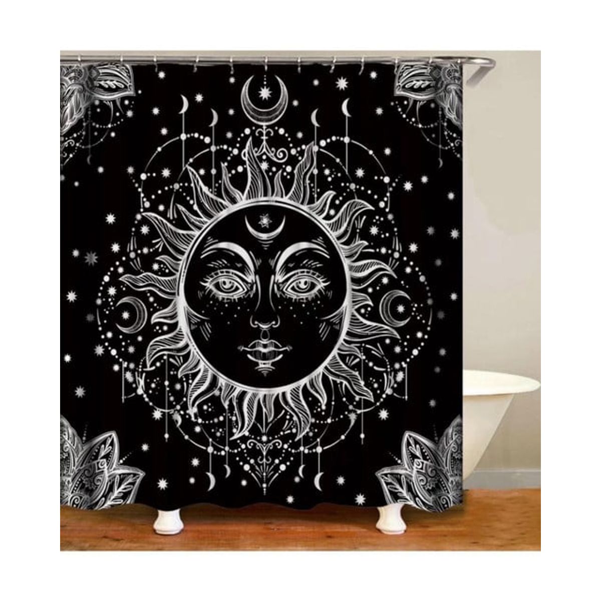 GENERICO - CORTINA DE BAÑO MAS FORRO DE DUCHA IMPERMEABLE