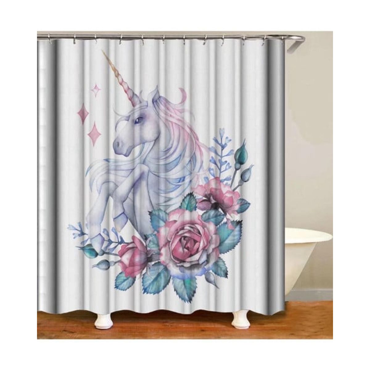 GENERICO - CORTINA DE BAÑO MAS FORRO DE DUCHA IMPERMEABLE