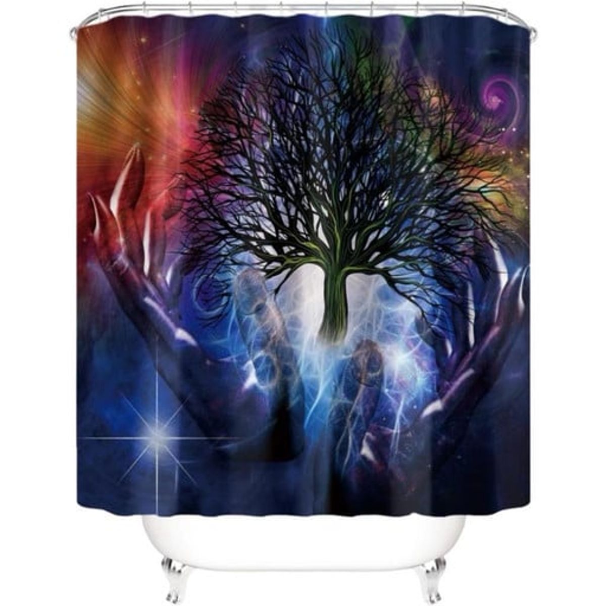 GENERICO - CORTINA DE BAÑO MAS FORRO DE DUCHA IMPERMEABLE