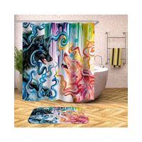 CORTINA DE BAÑO MAS FORRO DE DUCHA IMPERMEABLE